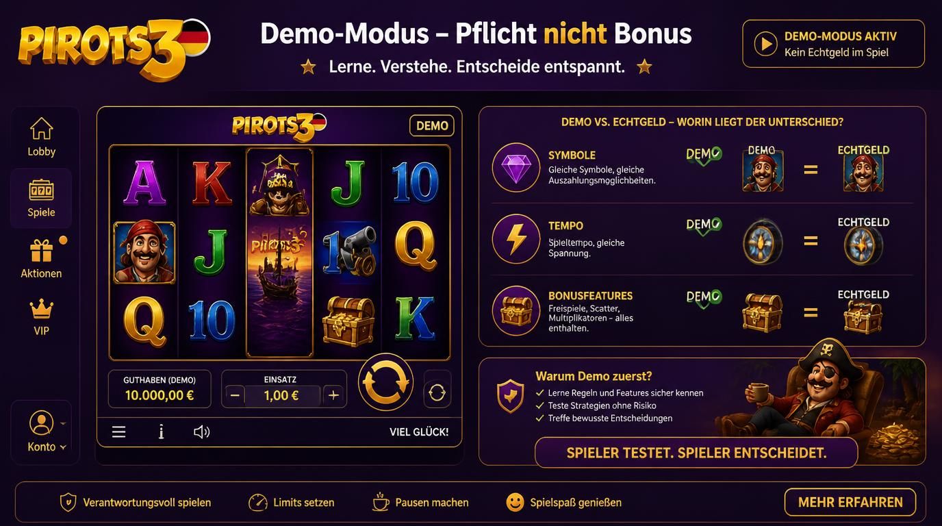 Demo-Modus im Vordergrund, comparación mit Echtgeldspiel